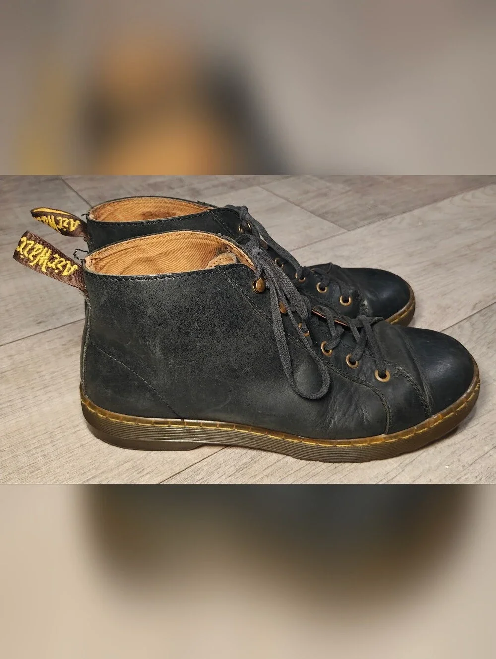 Dr. Martins Unisex Coburg 6-eyelet Chukka Black Leather Boots w Brass Eyelets.